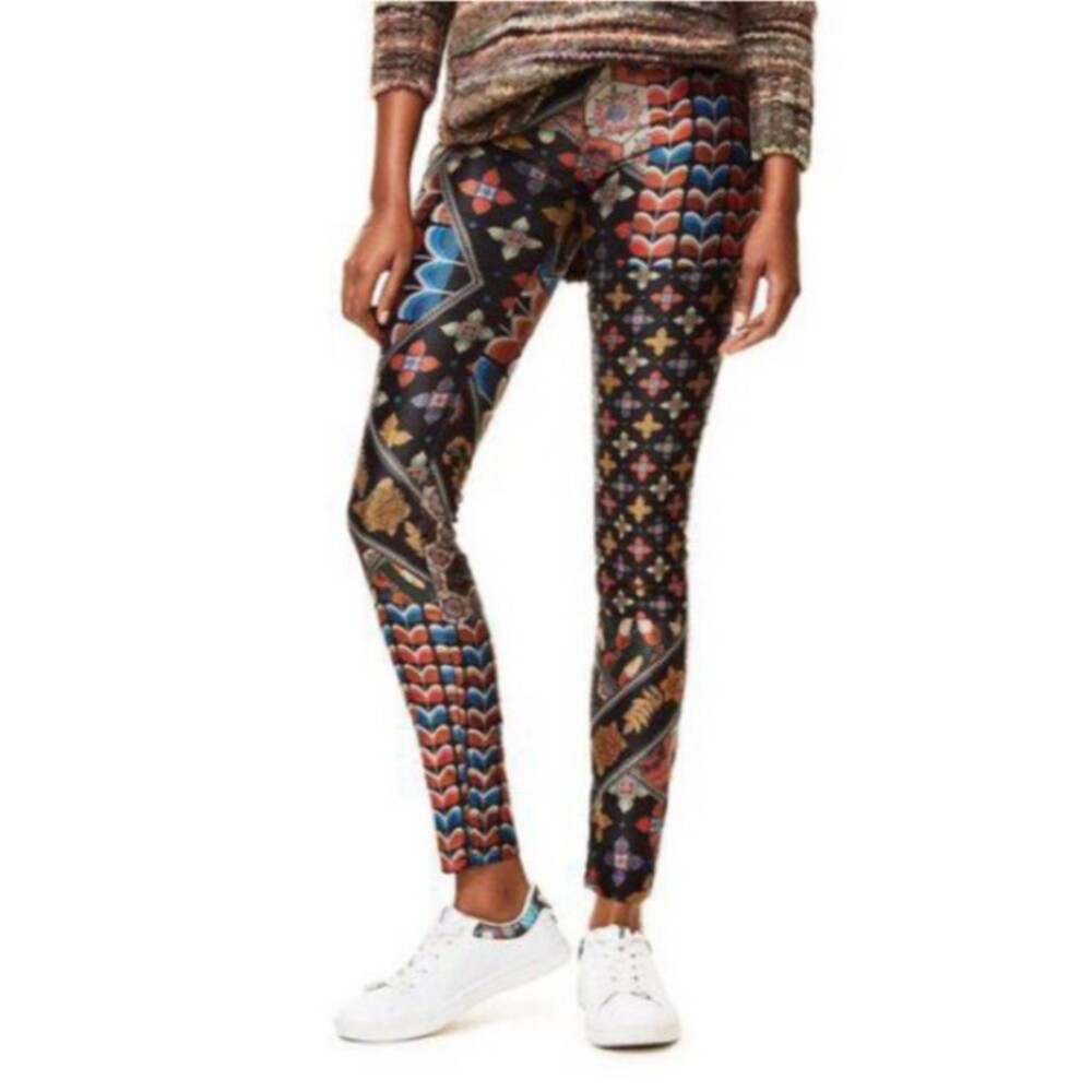 Rare Desigual Bohemian Multicolor Asymmetric‎ Trousers Holly Size 12 US 44 EU